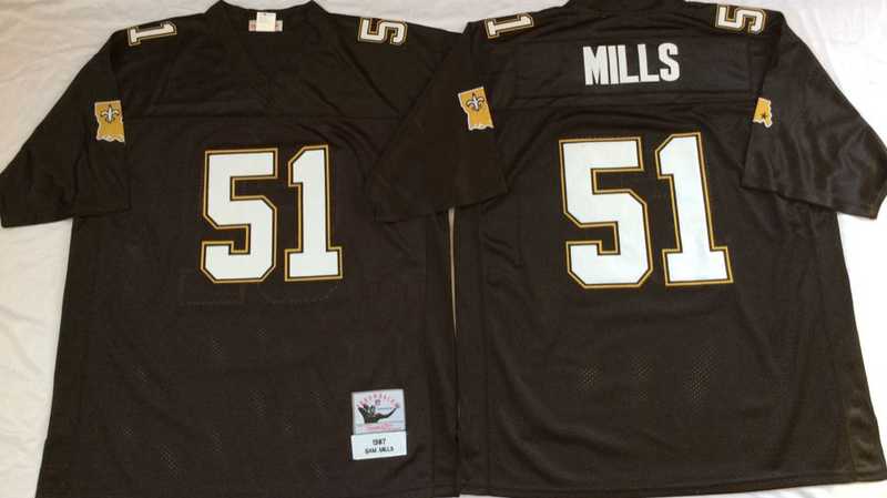 Saints 51 Sam Smills Black M&N Throwback Jersey->nfl m&n throwback->NFL Jersey